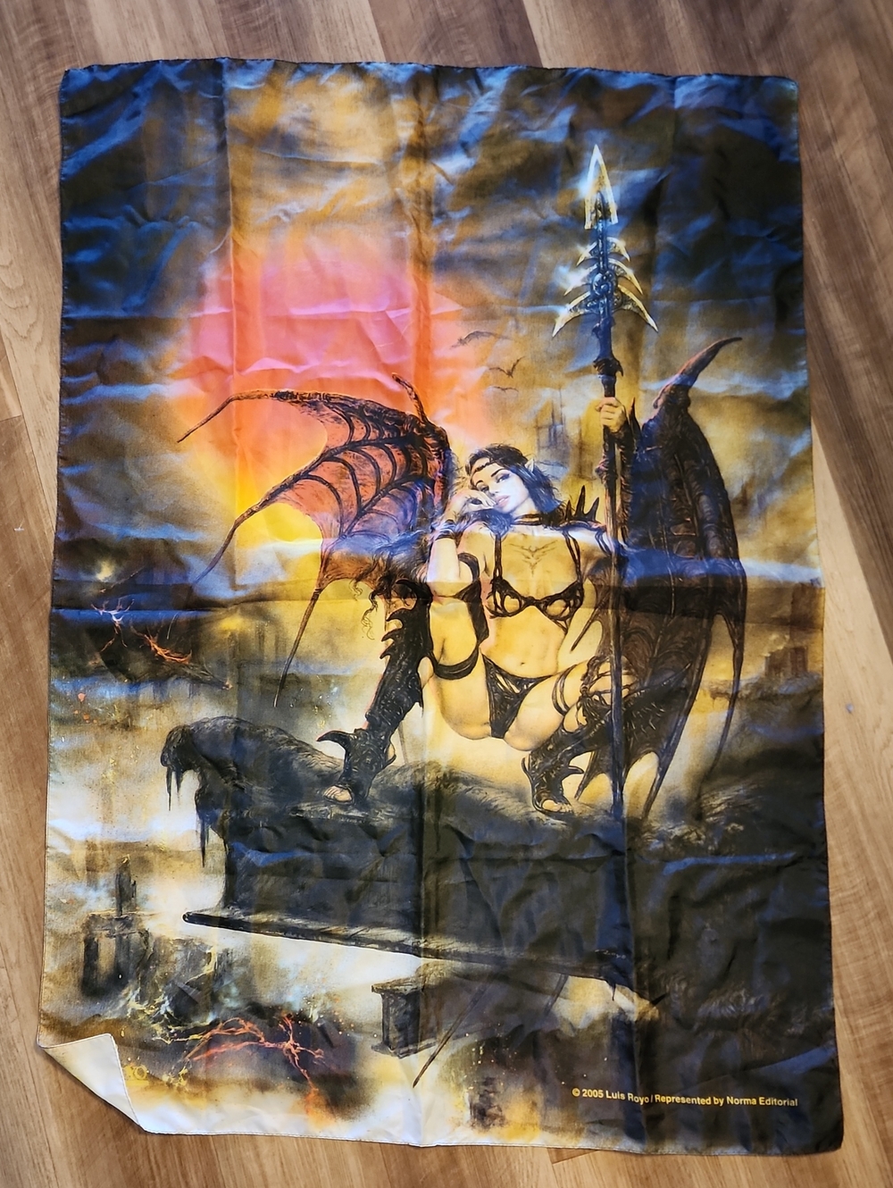 Luis Royo 2005 Gothic Fantasy Fabric Wall Tapestry Winged Warrior